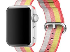 Curea iUni compatibila cu Apple Watch 1/2/3/4/5/6/7, 38mm, Nylon, Woven Strap, Rainbow